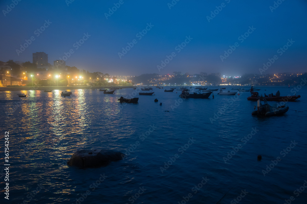 Boats Anchored at Night