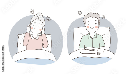 Draw elderly suffers from insomnia.