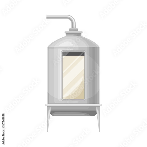 Metal Tank with Milk Souring Process in Cheese Production Vector Illustration