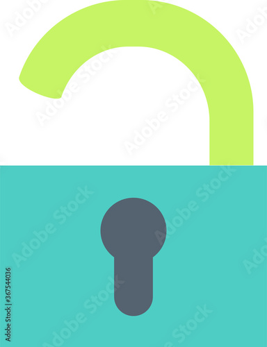 Open padlock flat vector icon