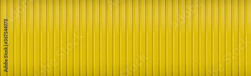 Panoramic texture surface of yellow corrugated zinc or aluminum metal background