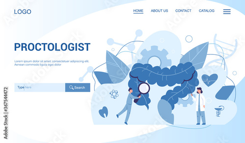 Proctologist web banner. Doctor examine intestine. Idea of health