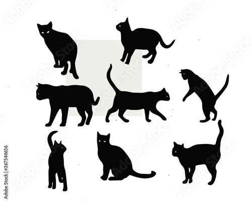 set of cats silhouettes  black cats