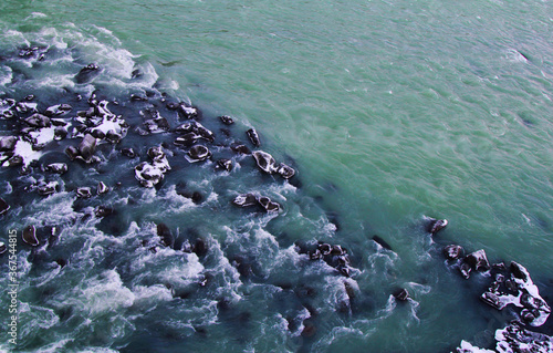 turquoise rivers of Iceland. clear water. blue waves