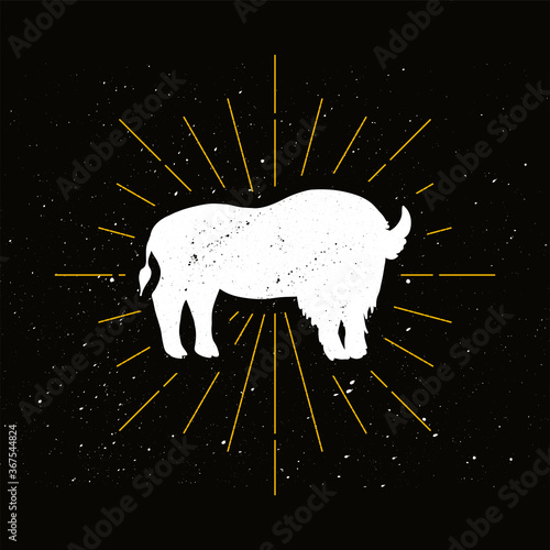 Retro standing bison silhouette logo
