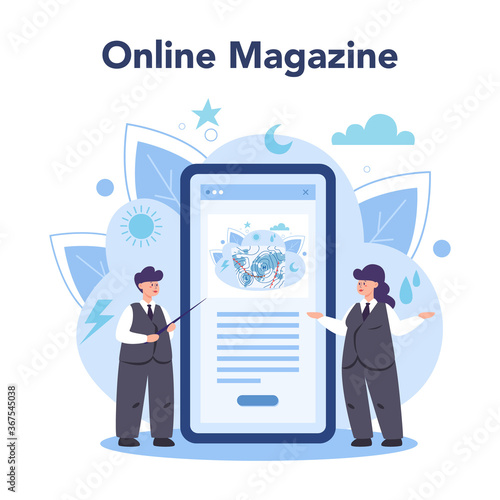 Meteorologist online service or platform. Weather forecaster studying