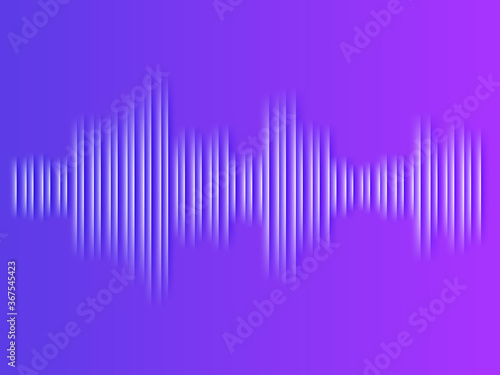 Sound waves oscillating glow light, Abstract technology purple background - Vector illustration