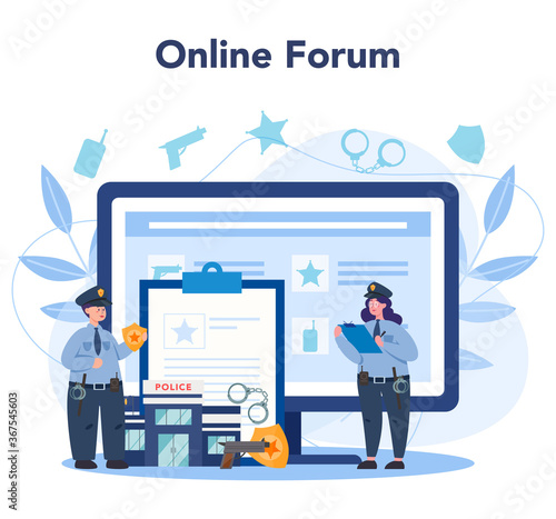 Police officer in uniform online service or platform. Detective