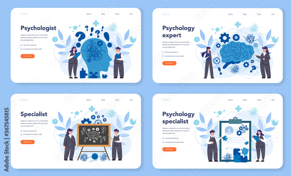 Professional psychologist web banner or landing page set. Therapist Professional psychologist web banner or landing page set. Therapist