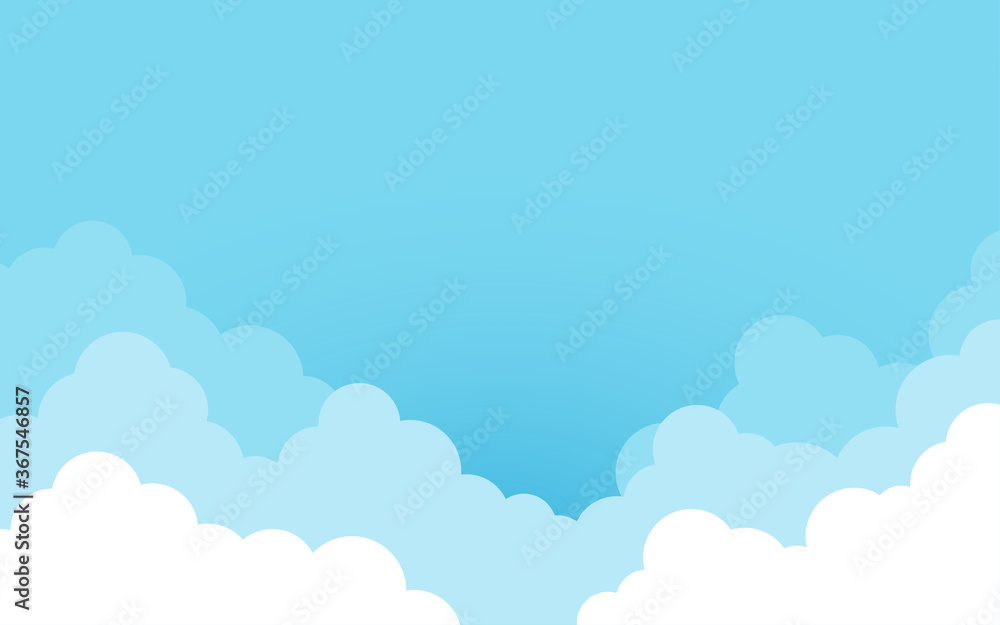 Cloud on blue sky outdoor cartoon landscape background flat design vector illustration