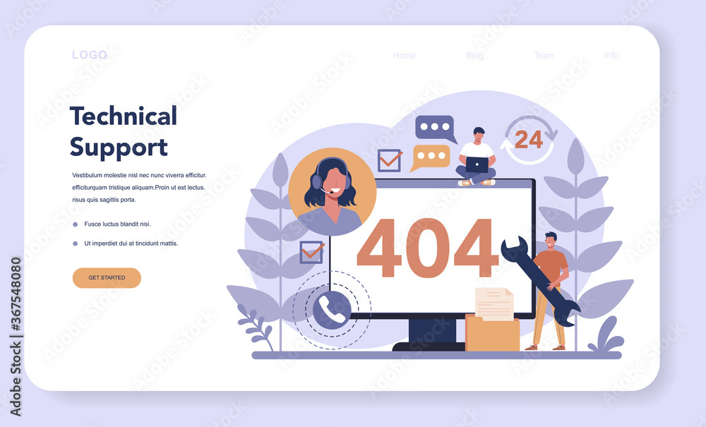 Call center or technical support web banner or landing page. Call center or technical support web banner or landing page.