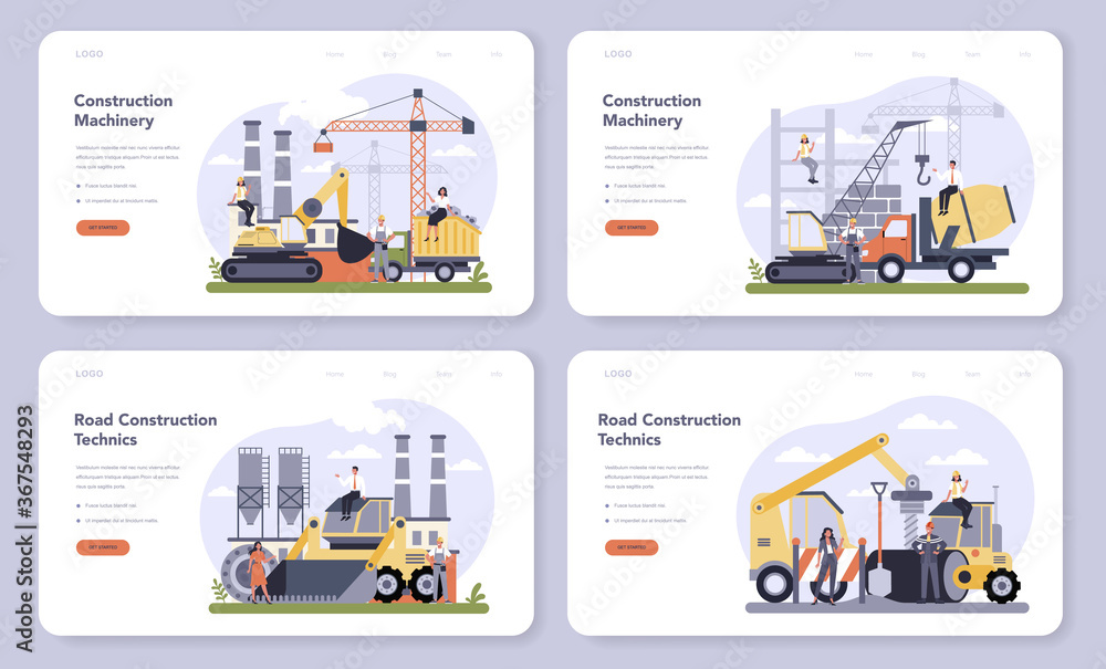 Construction and engineering industry web banner or landing page Construction and engineering industry web banner or landing page