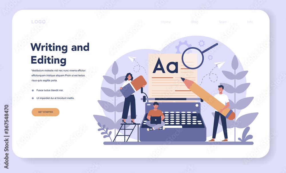 Copywriter web banner or landing page. Idea of writing texts, Copywriter web banner or landing page. Idea of writing texts,