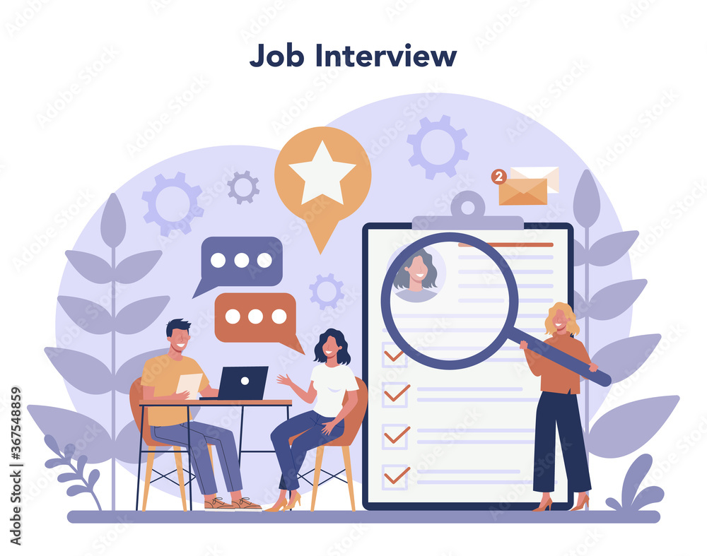 Job interview concept. Idea of employment and hiring. Recruitment - obrazy, fototapety, plakaty 