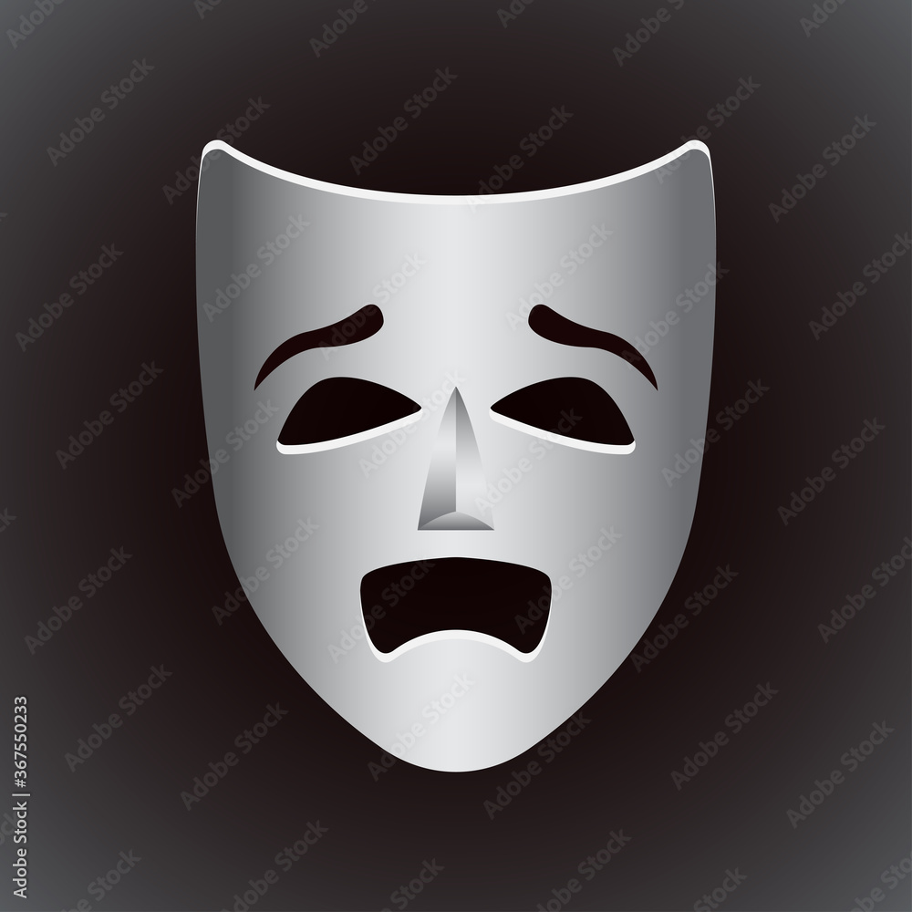 theatrical mask boredom expression. vector illustration theatrical mask boredom expression. vector illustration