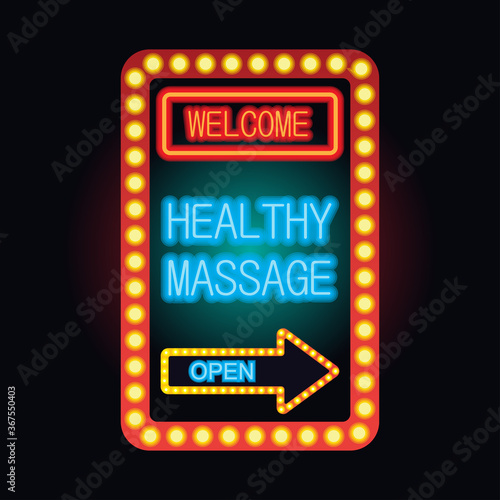 healthy massage in neon sign plank for massage business