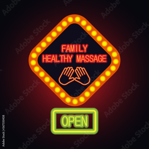 healthy massage in neon sign plank for massage business