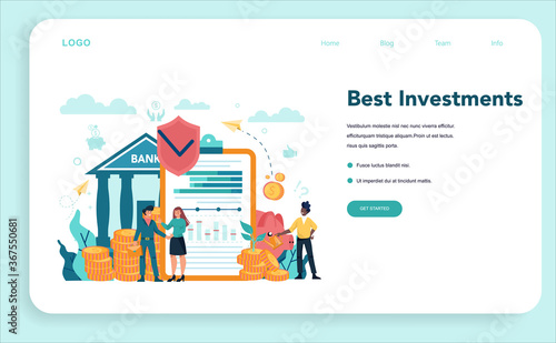 Banker or banking concept web banner or landing page. Idea of