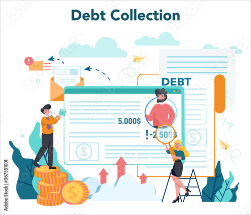 Debt collector concept. Pursuing payment of debt owed by person