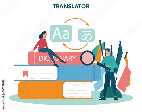 Translator and translation service concept. Polyglot translating