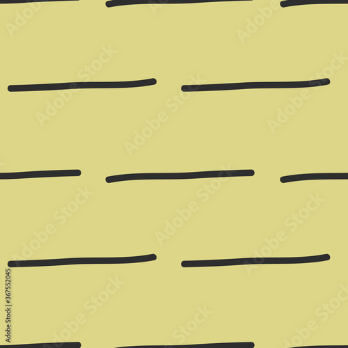 Dashes on yellow straight lines in black. Seamless pattern. Vector. texture surface design