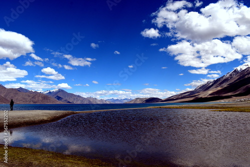 Pangong tso lake-Ladakh from different angles with different backgrounds photo