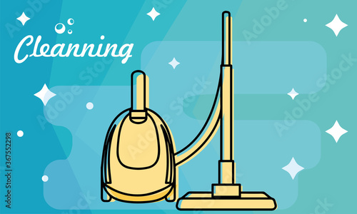 Vacuum cleaner poster. Hygiene and cleaning poster - Vector