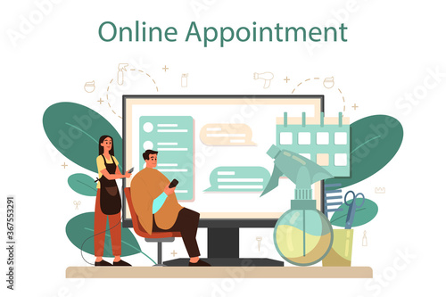 Hairdresser online service or platform. Idea of hair care in salon. Hair