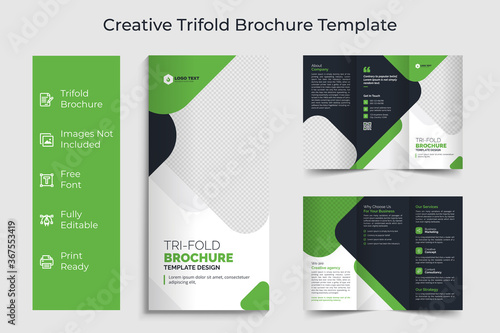 Creative Corporate & Business Trifold Flyer Brochure Template Design, abstract business Trifold brochure, vector brochure template design. Brochure design, cover, annual report, poster, Trifold flyer