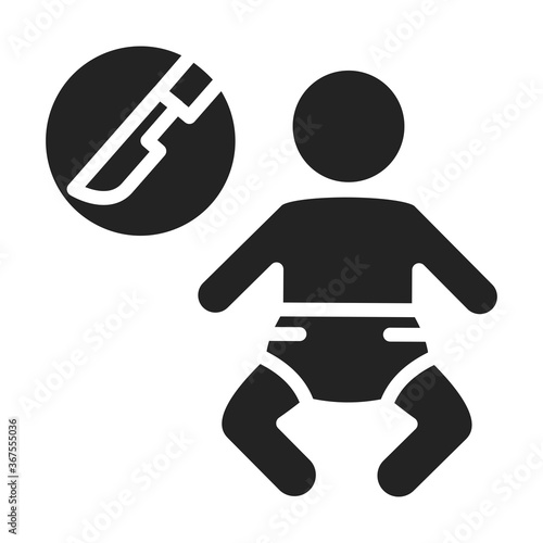Pediatric surgery black glyph icon. Plastic surgery for children. Isolated vector element. Outline pictogram for web page, mobile app, promo.