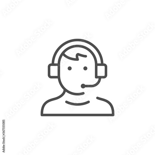 Call center operator line icon