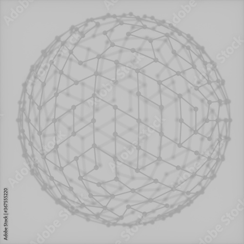 Abstract image of a sphere made of grey cobweb 3D image