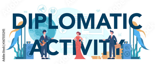 Wallpaper Mural Diplomatic activity typographic header. Idea of international relations Torontodigital.ca