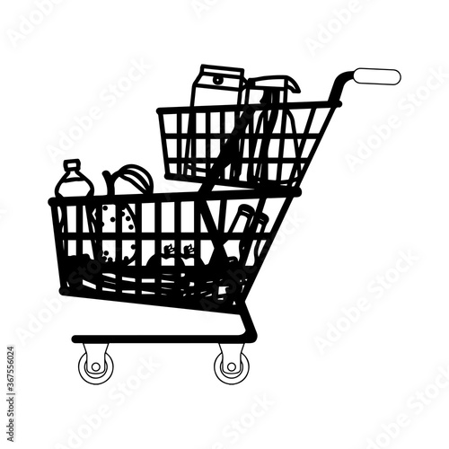 Shopping cart icon. Groceries icons. Market basket - Vector