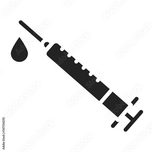 Syringe for injection vaccine black glyph icon. Filler for aesthetic injections. Isolated vector element. Outline pictogram for web page, mobile app, promo.