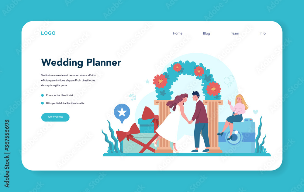 Wedding planner web banner or landing page. Professional Wedding planner web banner or landing page. Professional