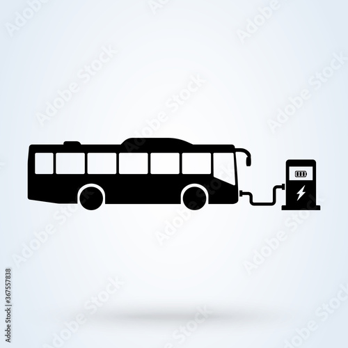 electric bus charger. Simple modern icon design illustration.