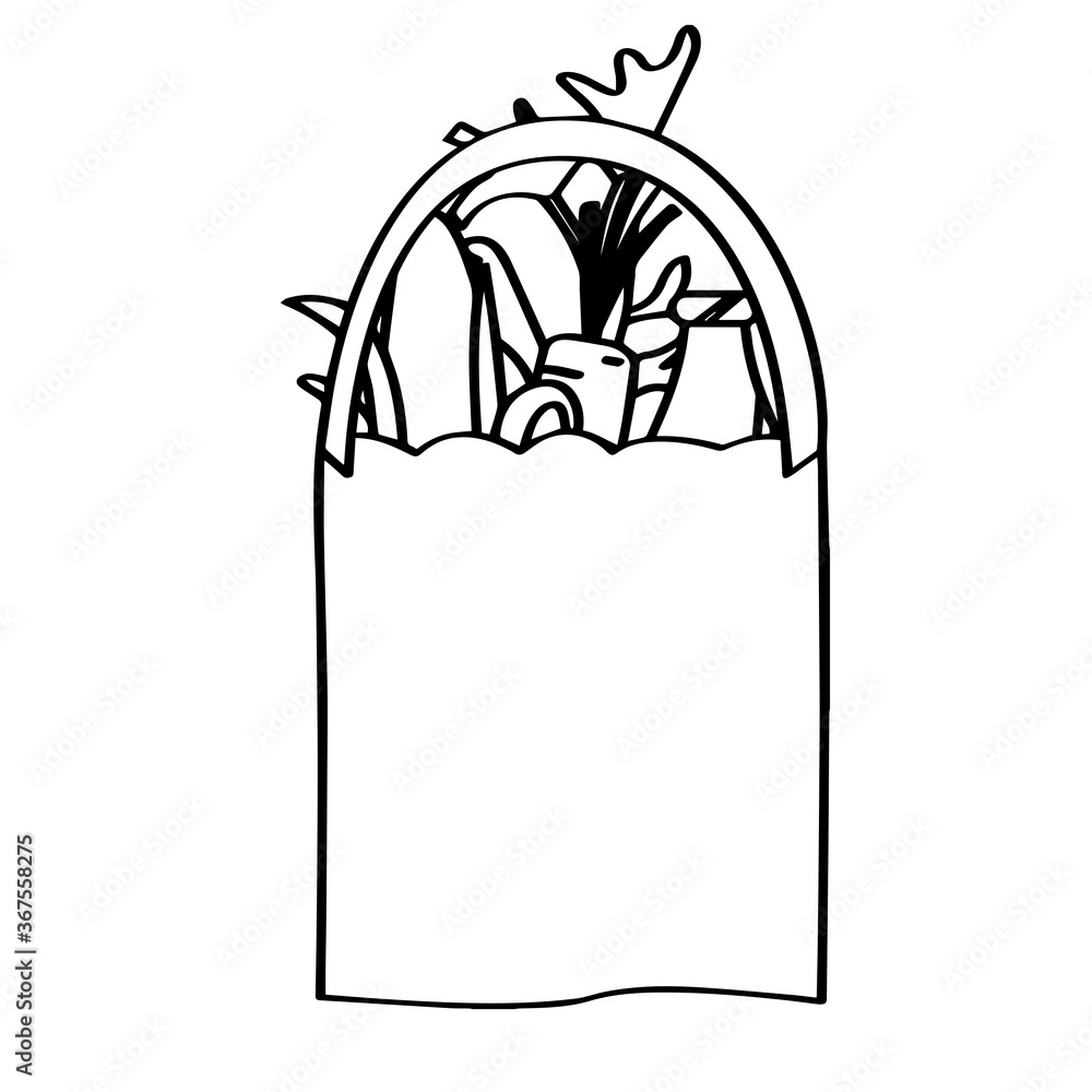 Grocery bag icon. Shopping bag with food - Vector Grocery bag icon. Shopping bag with food - Vector