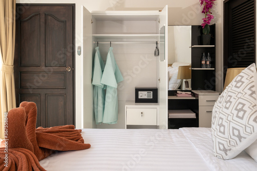 Canvas Print Interior design of wardrobe and cabinet in bedroom of villa, house, home, condo