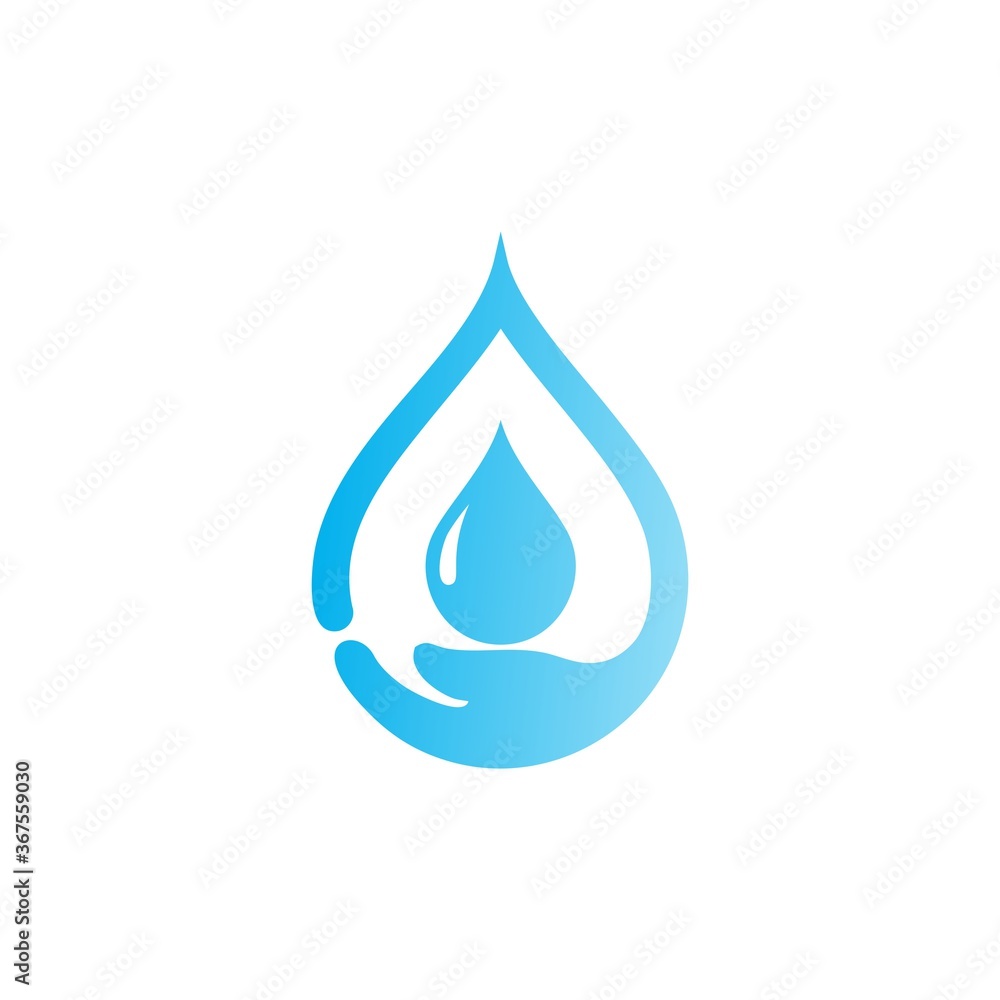 Hand water drop logo design template Hand water drop logo design template