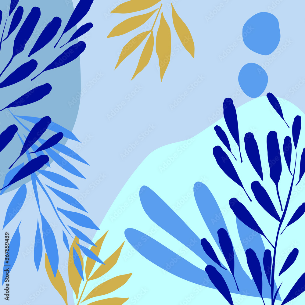 Fototapeta premium illustration vector EPS Print hand draw painted abstract modern art plant botanical garden scandinavian nordic design style for fashion or cover or background or other