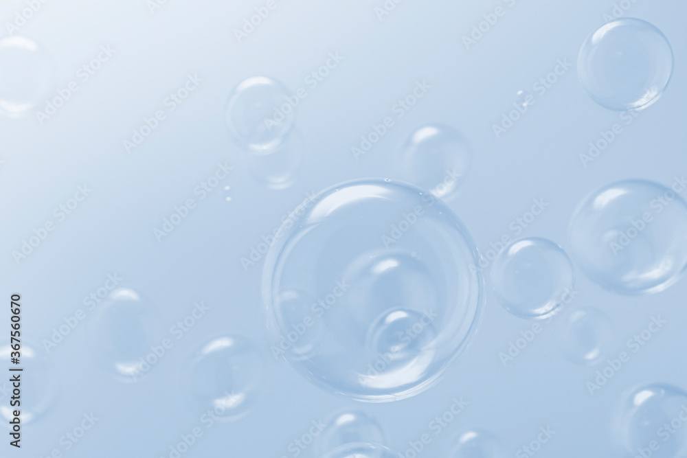 transparent clear soap bubbles float background.