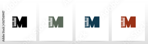 Piano Keys On Letter Logo Design M