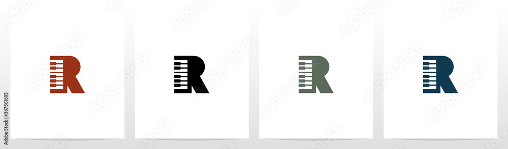 Piano Keys On Letter Logo Design R Piano Keys On Letter Logo Design R