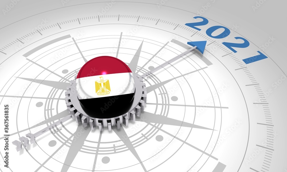 New Year greeting card template. 2021 year number. 3D rendering. Flag of the Egypt New Year greeting card template. 2021 year number. 3D rendering. Flag of the Egypt