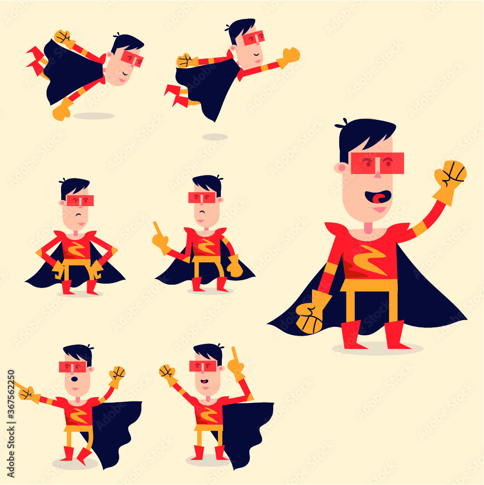 Superhero actions icon set in cartoon colored style different poses vector flat design character
Superhero actions icon set in cartoon colored style different poses vector flat design character
