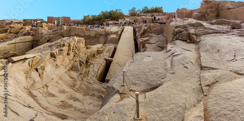 Obraz na plátně A panorama view of an unfinished obelisk in a quarry near Aswan, Egypt in summer