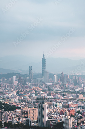 Skyline of taipei city in downtown Taipei  Taiwan.