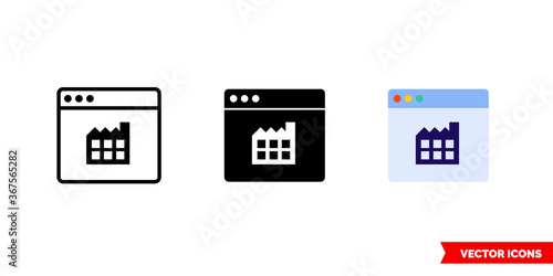 ERP system icon of 3 types. Isolated vector sign symbol.