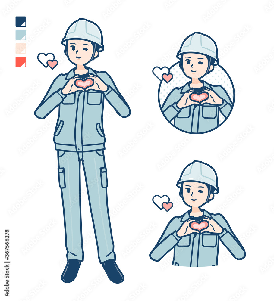simple work wear Construction site man_heart-mark-hand-sign simple work wear Construction site man_heart-mark-hand-sign